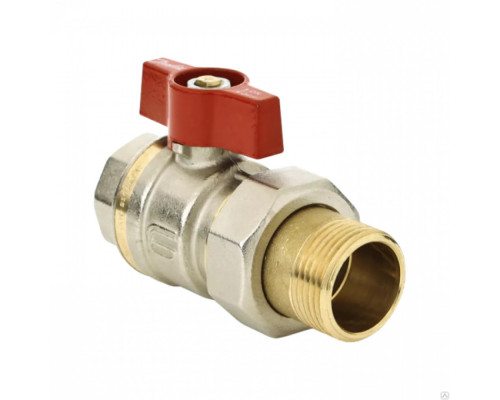 Шаровой кран Ridan BVR-F PN40 DN32 "американка" - латунный полнопроходной с накидной гайкой и ниппелем